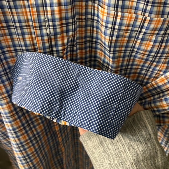 Bugatchi Plaid Shirt - Blue and Orange - Picture 3 of 8